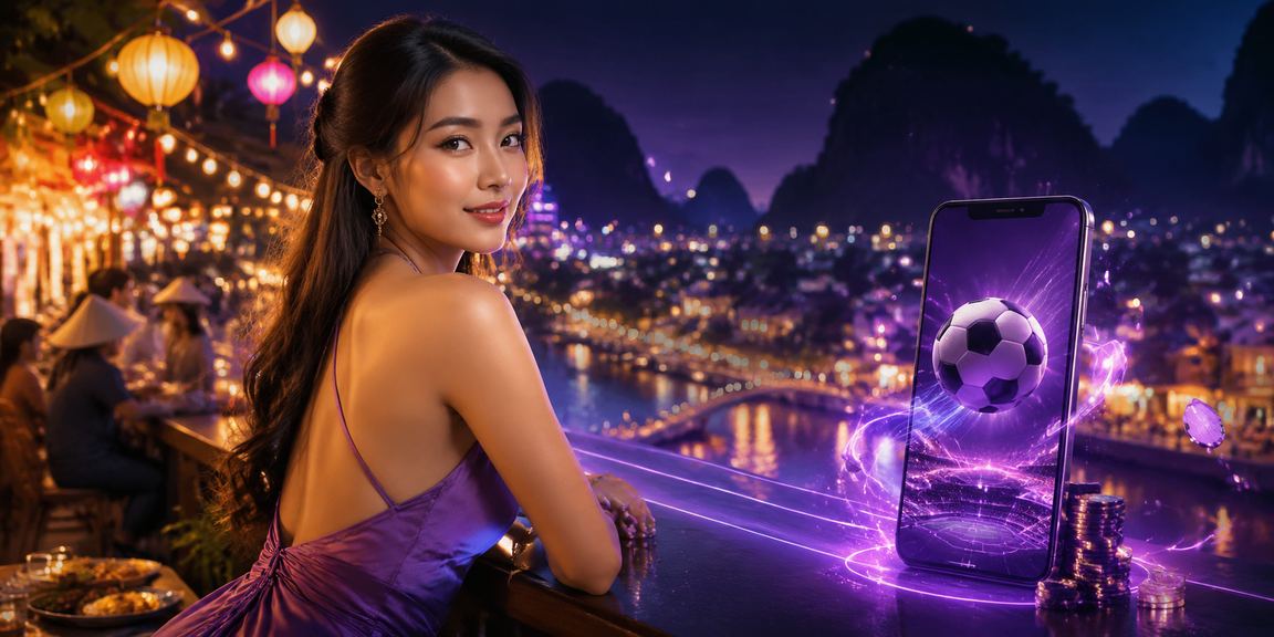 Người dùng tại Ninh Bình xem kèo bóng đá và đặt cược trực tuyến tại chợ đêm với không khí sôi động