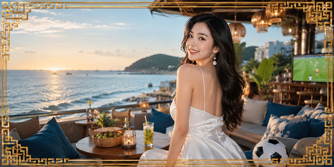 Người dùng tại Vũng Tàu ngồi cà phê buổi tối xem kèo bóng đá và đặt cược thể thao trực tuyến trên di động
